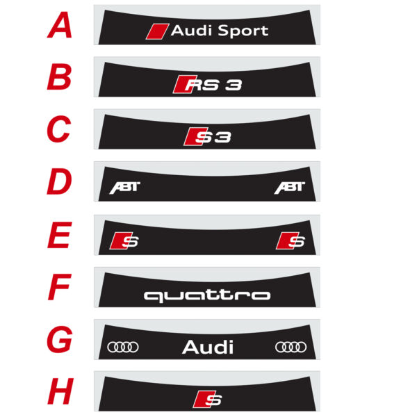 Audi A3 S3 RS3 2012-2019 fascia parasole adesiva personalizzata, Audi Sport, ABT, Quattro