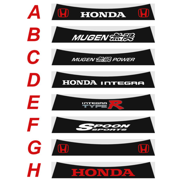 Honda Integra Type R fascia parasole adesiva personalizzata, Mugen Power, Spoon Sport