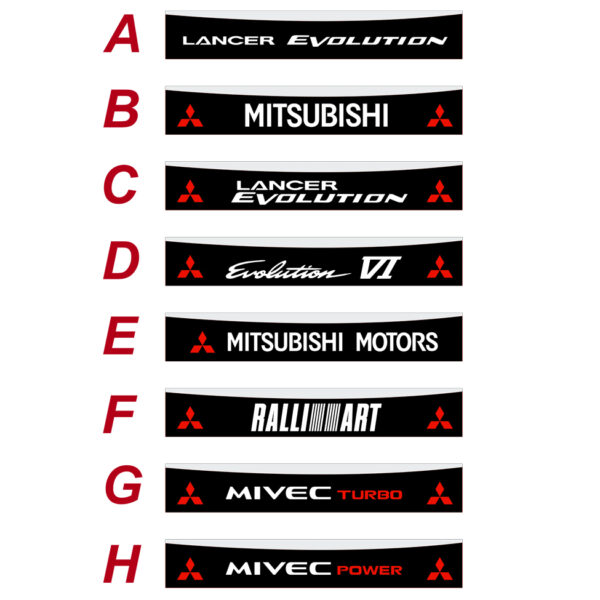 Mitsubishi Lancer Evo fascia parasole adesiva personalizzata, Lancer Evolution, Evolution VI, Mitsubishi Motors, Ralliart, Mivec Turbo, Mivec Power