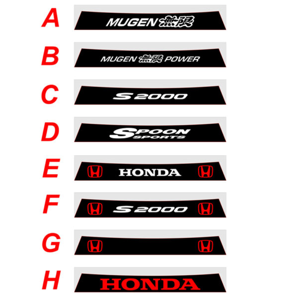 Honda S2000 fascia parasole adesiva personalizzata, Mugen, Mugen Power, Spoon Sports