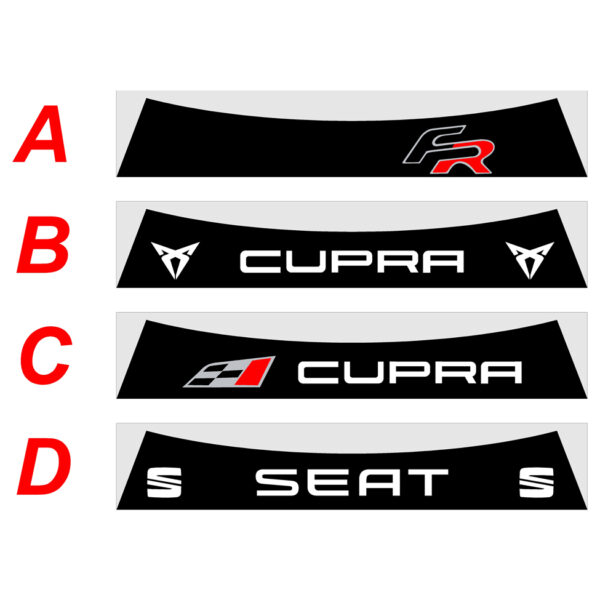 Seat, Cupra Leon, Leon FR, Ibiza, Ibiza FR fascia parasole adesiva personalizzata
