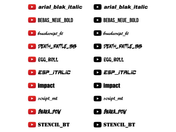 kit adesivi prespaziati scritte nome youtube scegli font