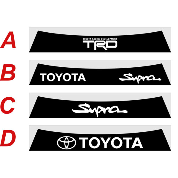Toyota Supra 1993-2002 fascia parasole adesiva personalizzata, TRD Toyota Racing Development