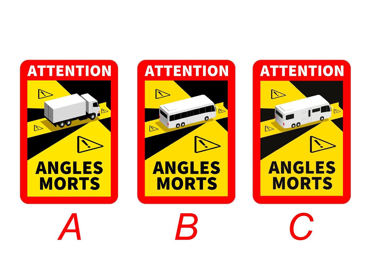 Kit adesivi targhe magnetiche Attention Angles Morts Angolo morto