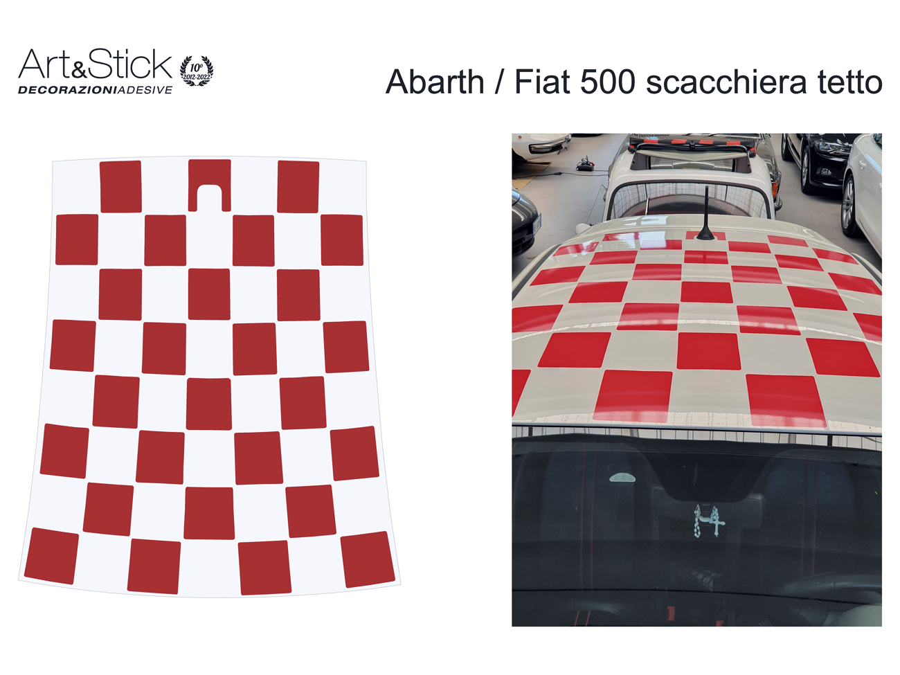 abarth fiat 500 scacchiera tetto 2