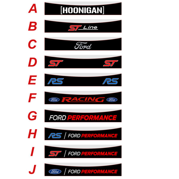 Ford Focus RS fascia parasole adesiva personalizzata, Hoonigan, ST Line, RS Ford Performance, Ford Racing