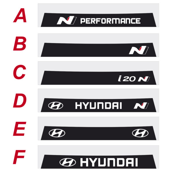 Hyundai i20N Performance fascia parasole adesiva personalizzata, performance