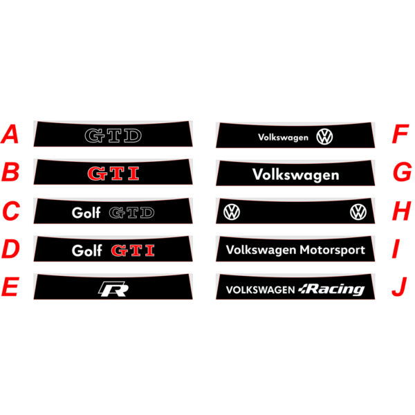 Volkswagen Golf 6 R fascia parasole adesiva personalizzata, GTD, GTI, Motorsport, Racing