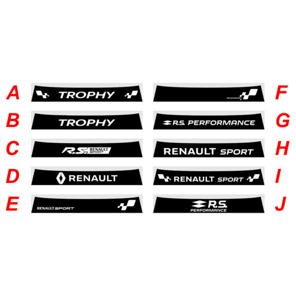 Renault Clio 4 RS 2012-2019 fascia parasole adesiva personalizzata, Trophy, Renault Sport, RS Performance